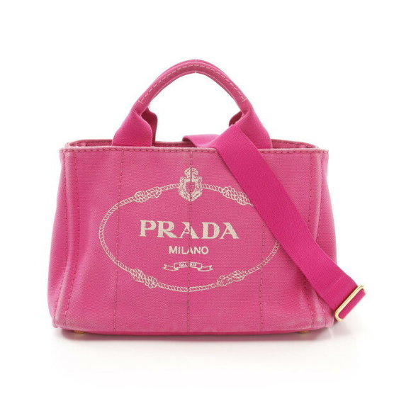 Prada Tote Bag Pink Canvas CANAPA - Picture 1 of 7